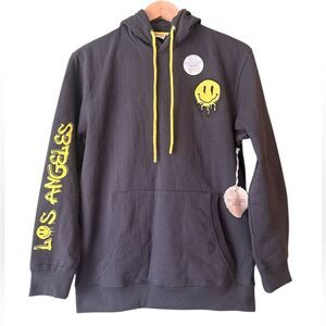 NWT Recycled Threads Sweatshirt Hoodie Smiley Face Los Angeles Sz M